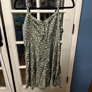 Green white flower sundress